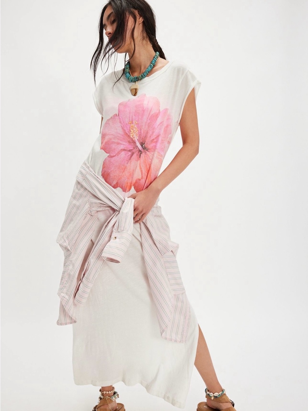 NWT Free People Hibiscus Maxi Tee XL